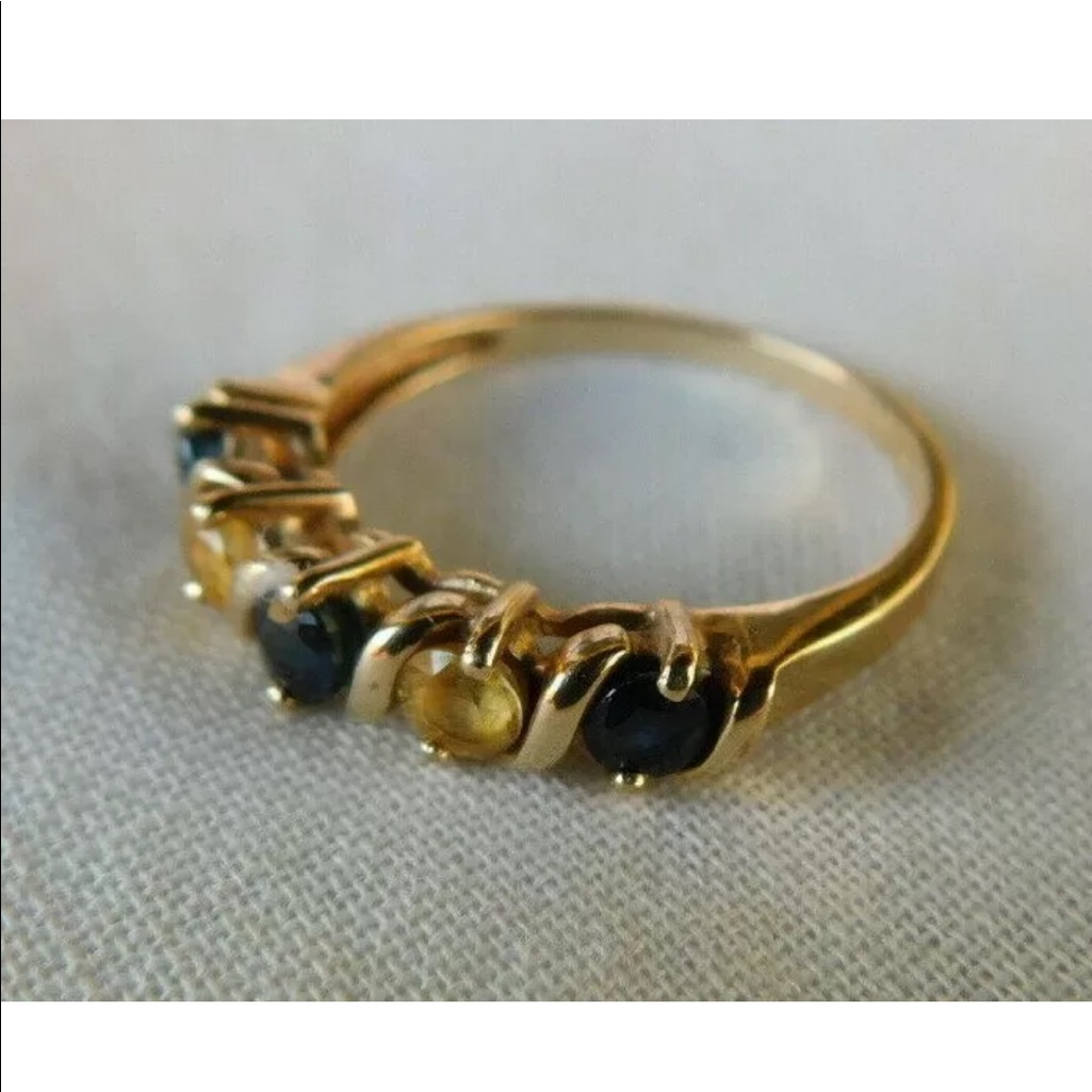 14k Solid Gold Multi-Color Sapphire Size 6, 0